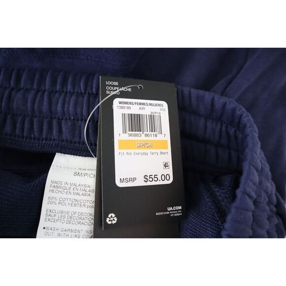 Under Armour 1380189-410 Women's Sz S Navy Project Rock Everyday Terry Shorts - Picture 6 of 11